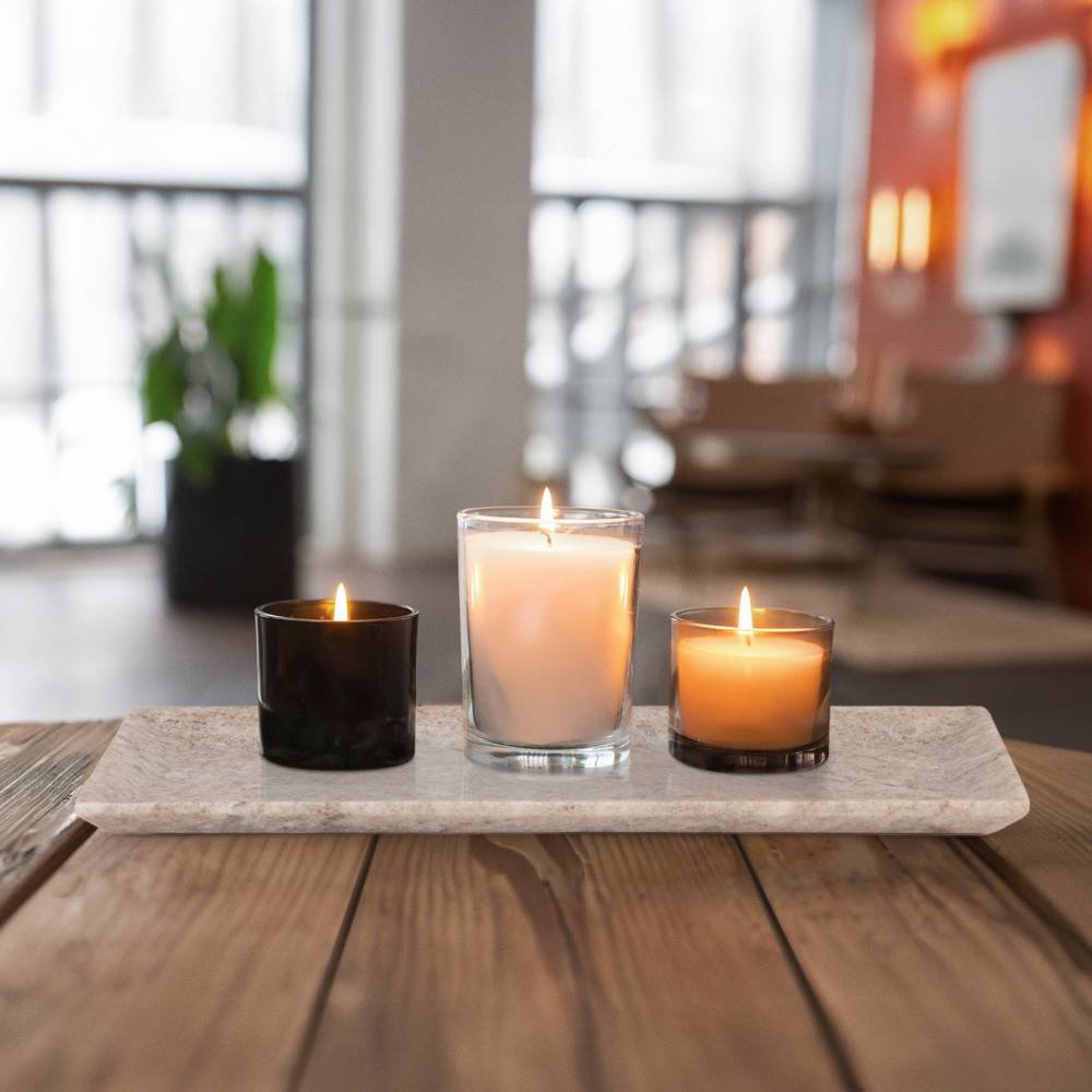 EHC Set of 2 Decorative Marble Stone Storage Vanity Tray, Natural