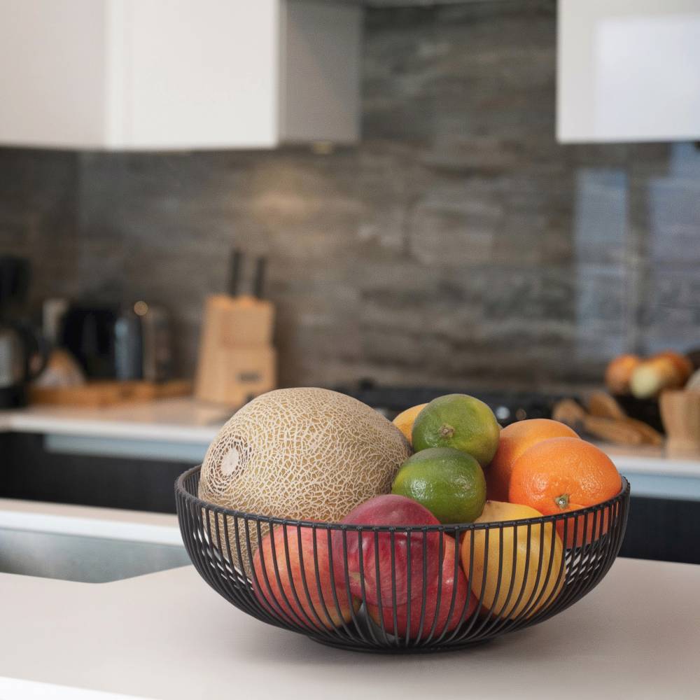 EHC Set of 2 Fruit & Vegetable Storage Basket Stand for Kitchen, Black