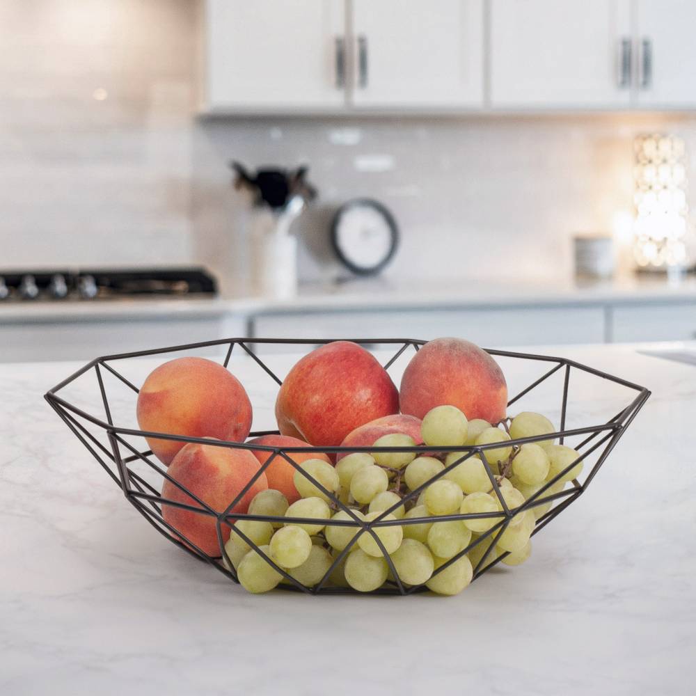 EHC Set of 2 Fruit & Vegetable Storage Basket Stand for Kitchen, Black