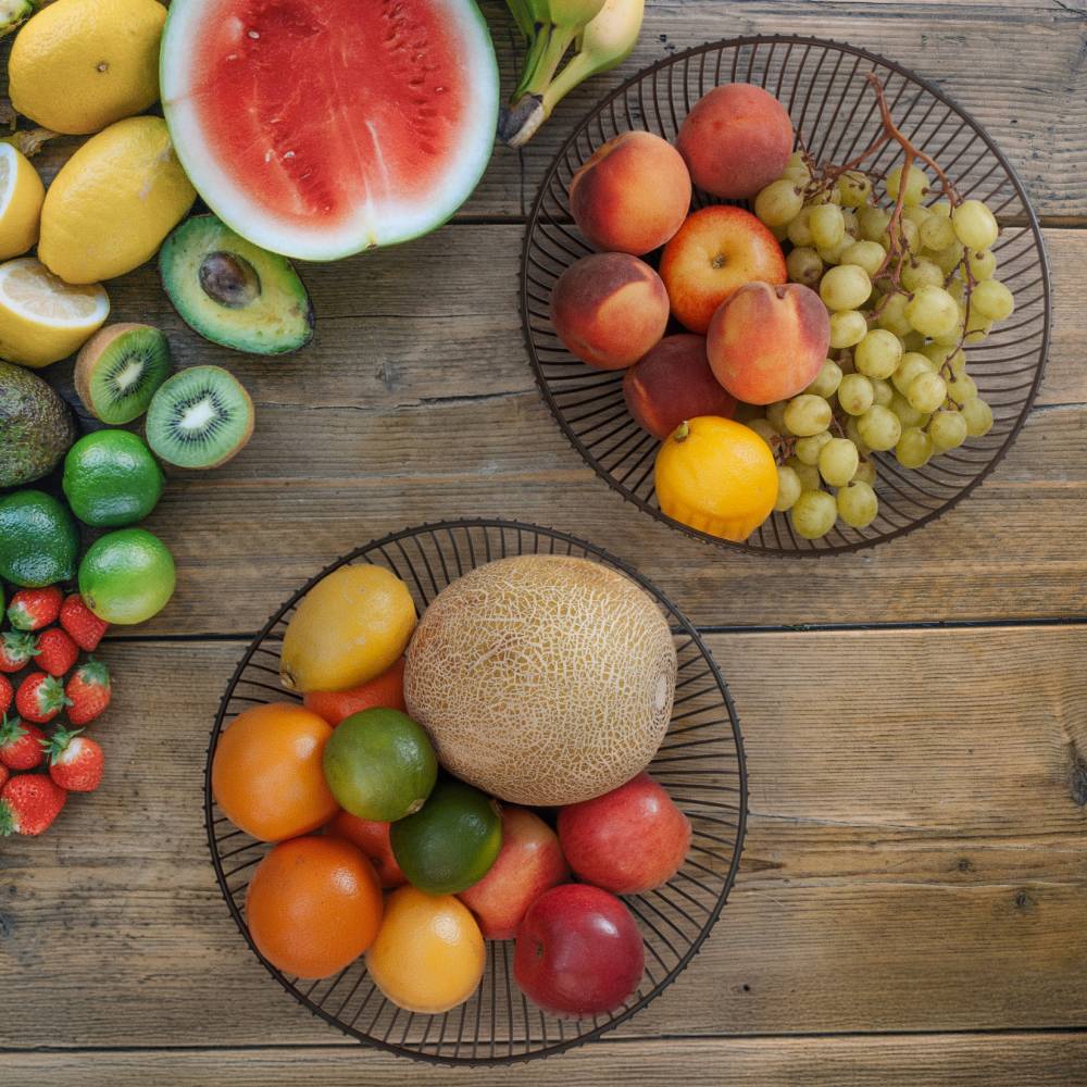EHC Set of 2 Fruit & Vegetable Storage Basket Stand for Kitchen, Black