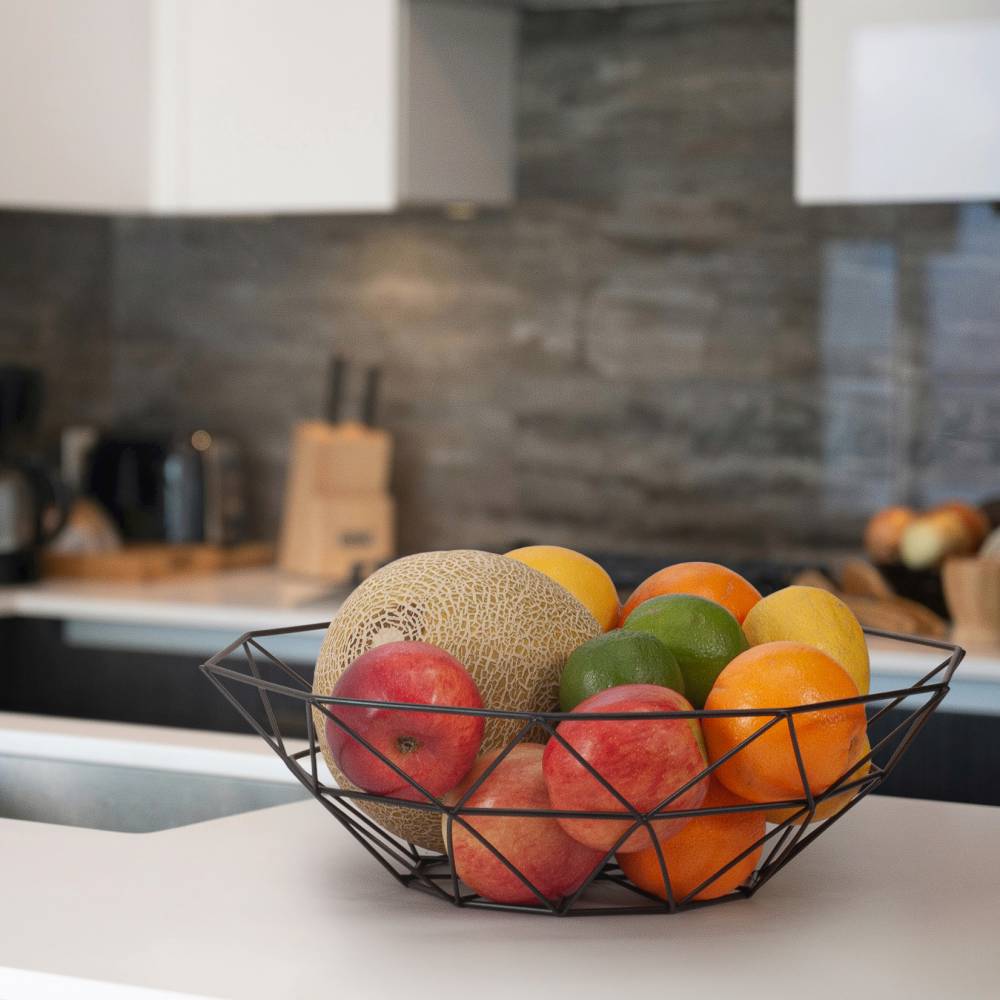 EHC Set of 2 Fruit & Vegetable Storage Basket Stand for Kitchen, Black