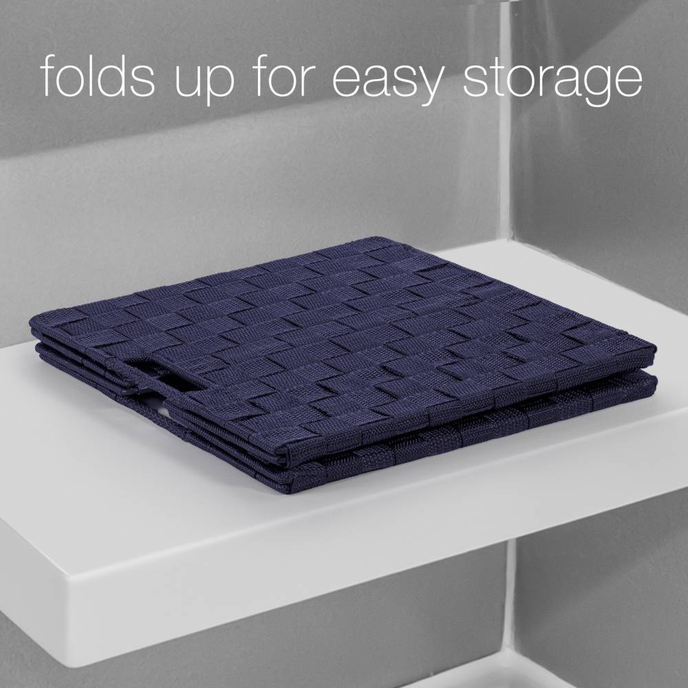 EHC Set of 2 Large Foldable Handwoven Storage Hamper Basket - Blue