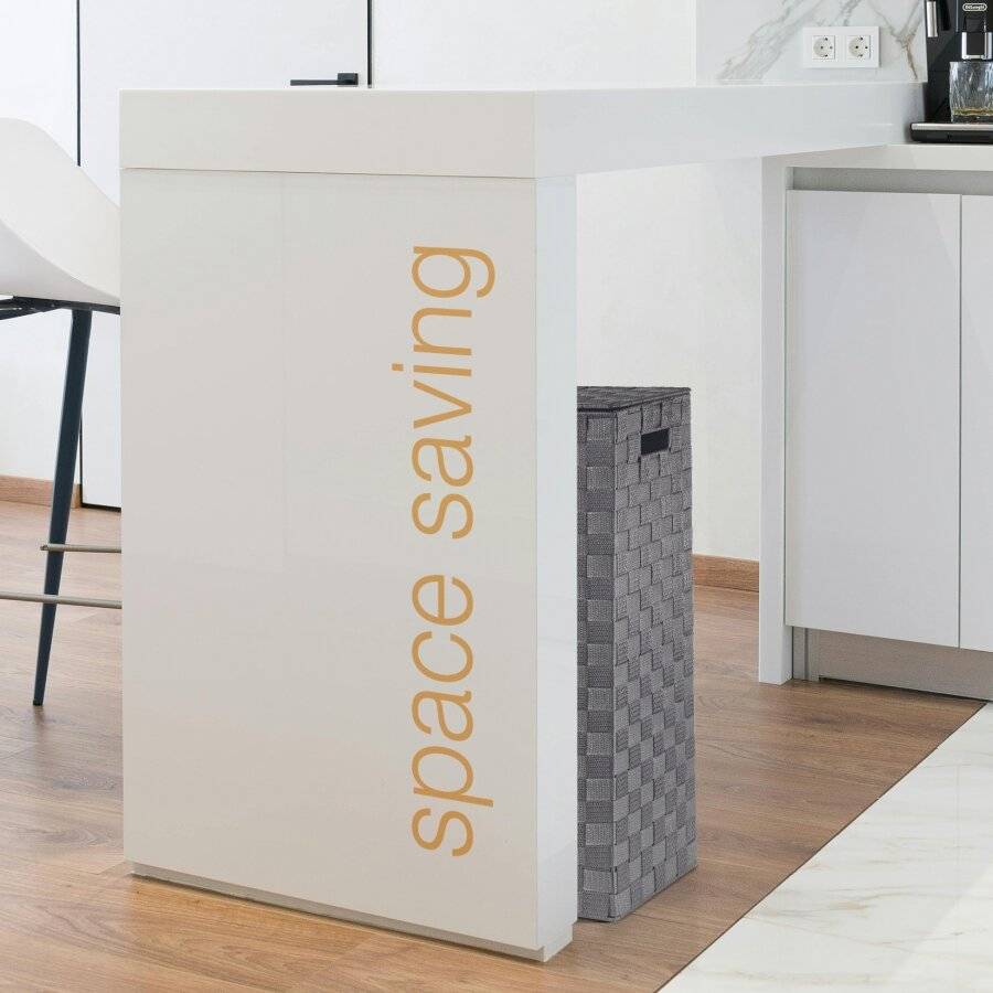 EHC Set of 2 Polypropylene Laundry Basket With Lid, Grey