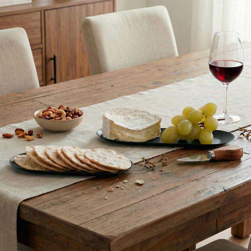 EHC Set of 2 Stainless Steel Decorative Vanity Trays, Oval, Black