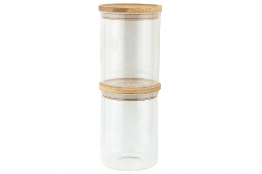 EHC Set of 3 Borosilicate Airtight Stackable Container With Bamboo Lid