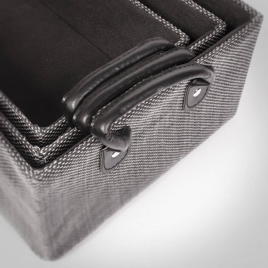 EHC Set of 3 Fabric Storage Organizers with PU Carry Handles, Black