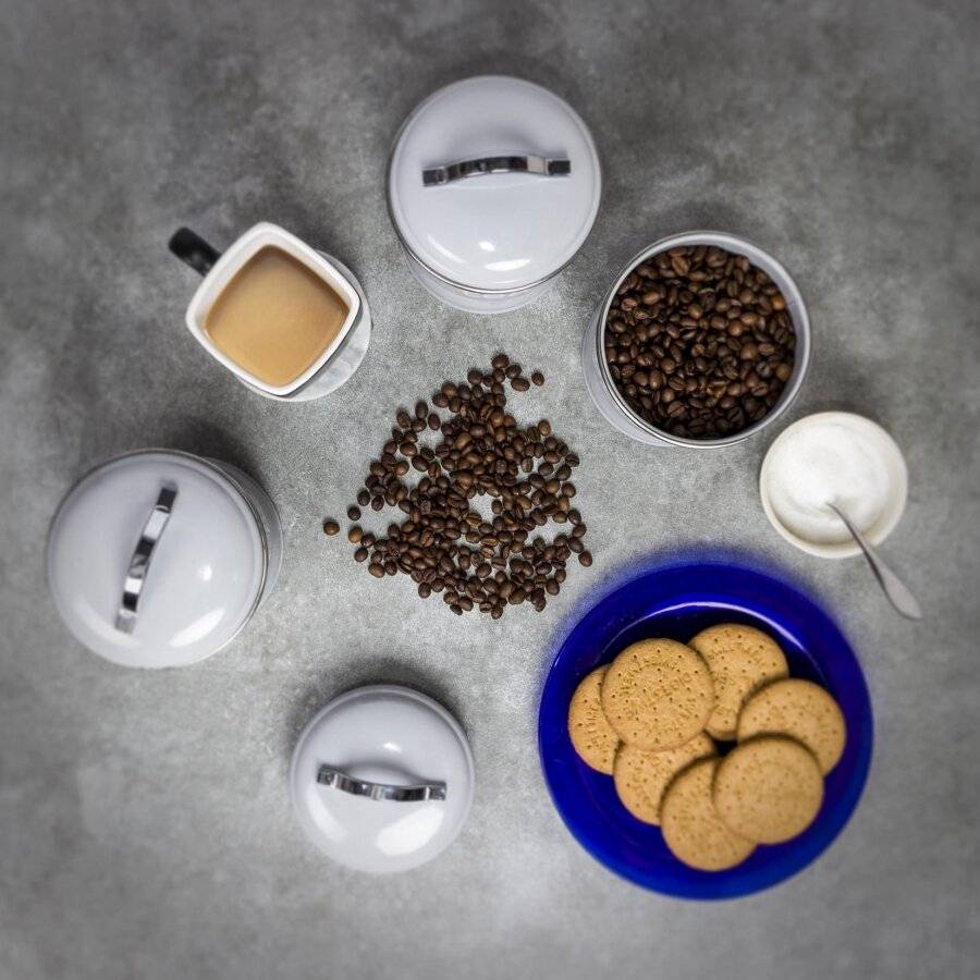 EHC Set of 3 Grey Airtight Round Tea, Sugar and Coffee Storage Jars