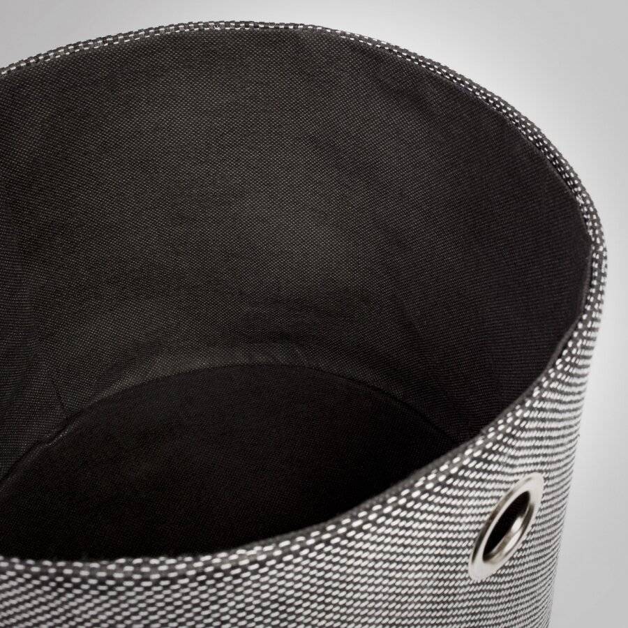 EHC Set of 3 Round Fabric Storage Basket Hamper With Lid, Black