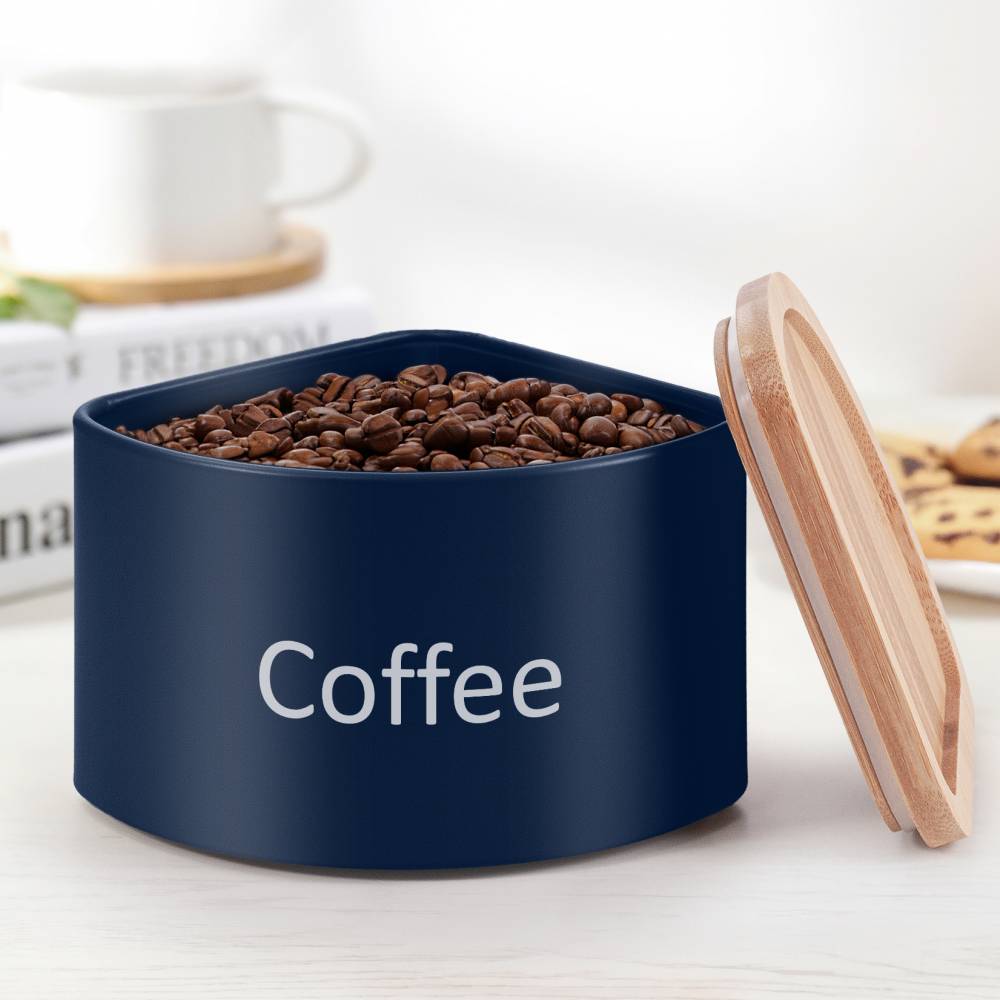 EHC Set of 3 Stackable Corner Airtight Food Storage Jar Set, Navy Blue