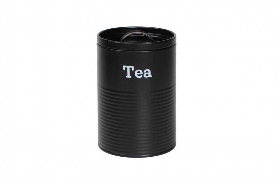 EHC Set of 3 Tea, Coffee & Sugar Storage Canisters With Lid, Black