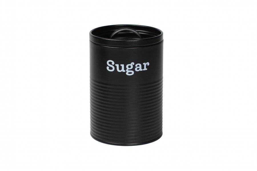 EHC Set of 3 Tea, Coffee & Sugar Storage Canisters With Lid, Black