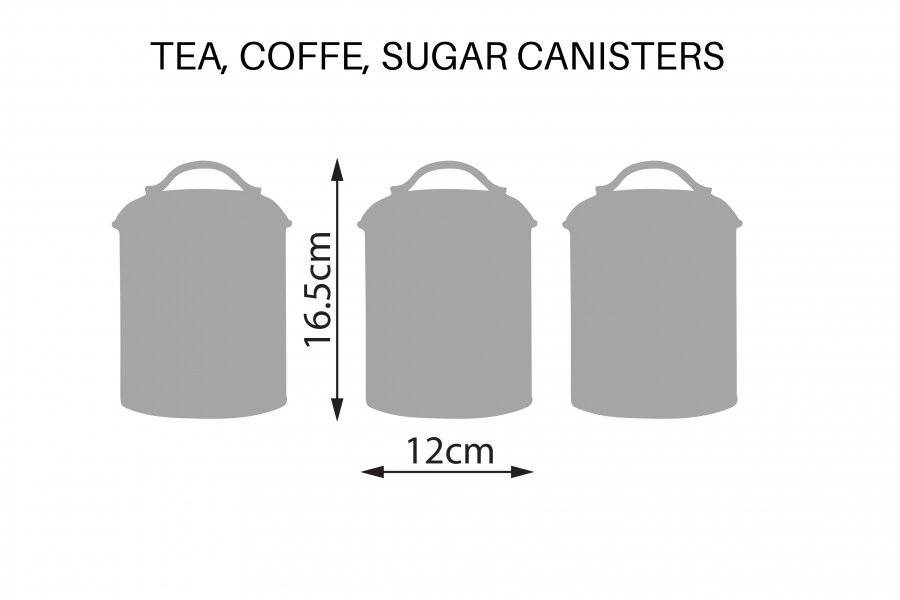 Set of 4 Round Tea, Coffee & Sugar Jars With Bread Bin - Custard