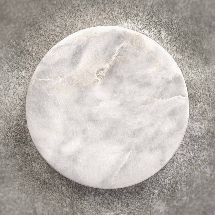 EHC Set of 4 Round White Marble Coasters For Home & Kitchen Use