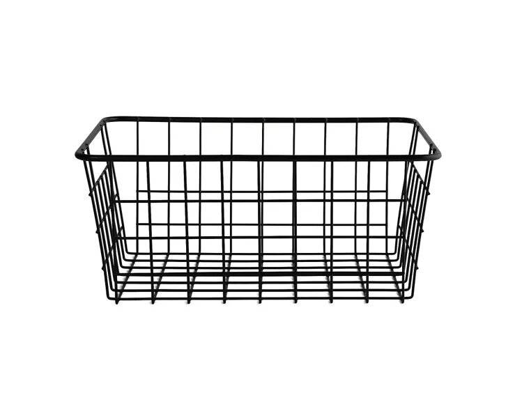 EHC Shelf Storage Ventilated Metal Wire Basket, 13 cm Deep, Black