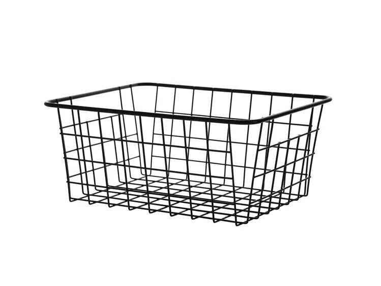 EHC Shelf Storage Ventilated Metal Wire Basket, 13 cm Deep, Black