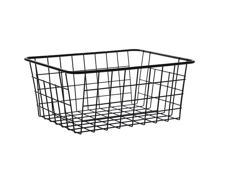 EHC Shelf Storage Ventilated Metal Wire Basket, 13 cm Deep, Black