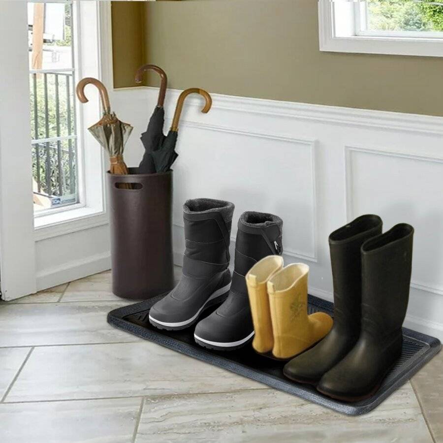 EHC Single Moulded Heavy duty Rubber Boot Tray Mat, Black, 40 x 80 cm