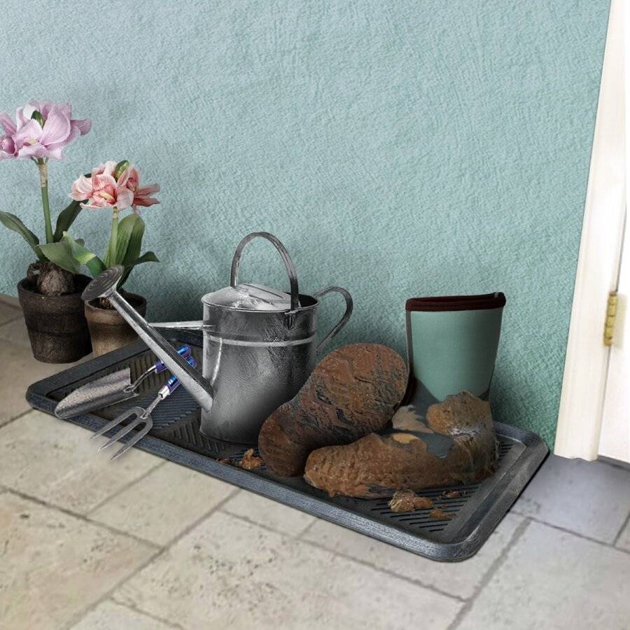 EHC Single Moulded Heavy duty Rubber Boot Tray Mat, Black, 40 x 80 cm