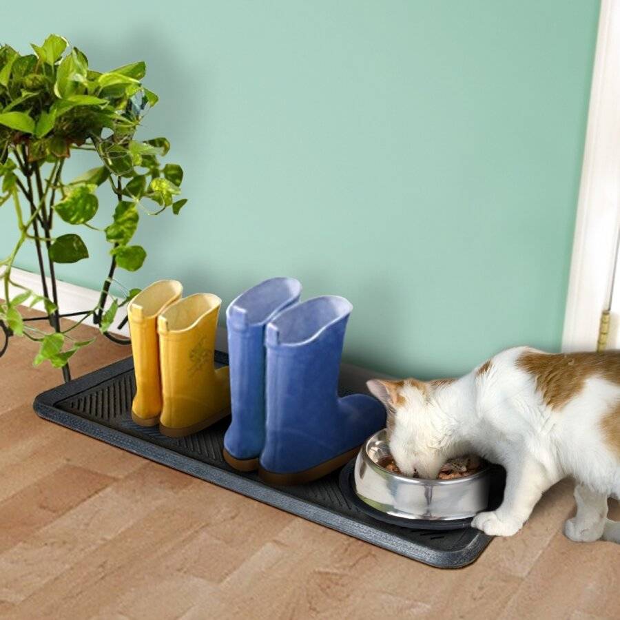 EHC Single Moulded Heavy duty Rubber Boot Tray Mat, Black, 40 x 80 cm