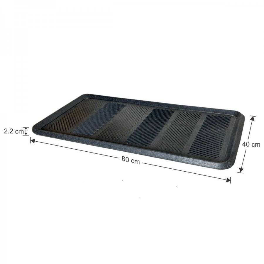 EHC Single Moulded Heavy duty Rubber Boot Tray Mat, Black, 40 x 80 cm