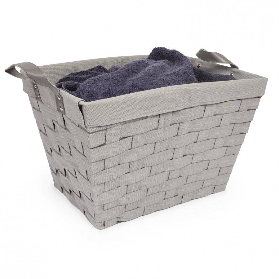 EHC Single Non Woven Rectangular Storage Basket Hamper - Grey