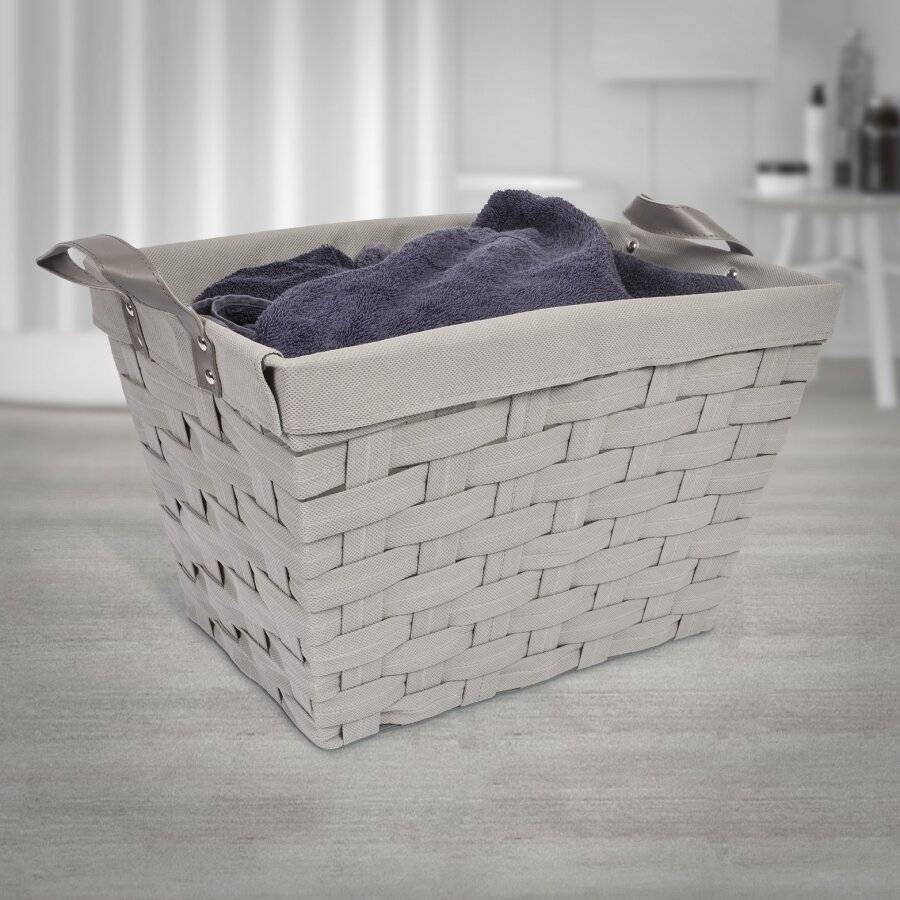 EHC Single Non Woven Rectangular Storage Basket Hamper - Grey