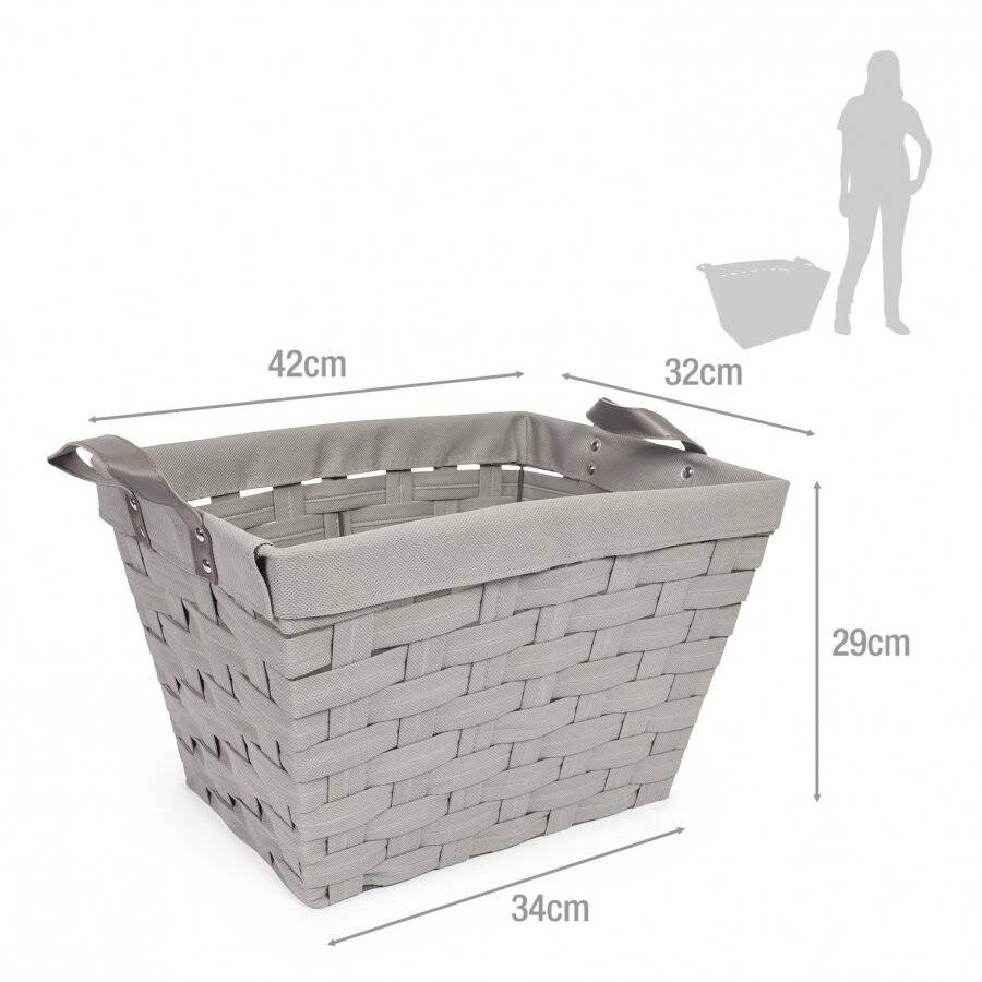 EHC Single Non Woven Rectangular Storage Basket Hamper - Grey