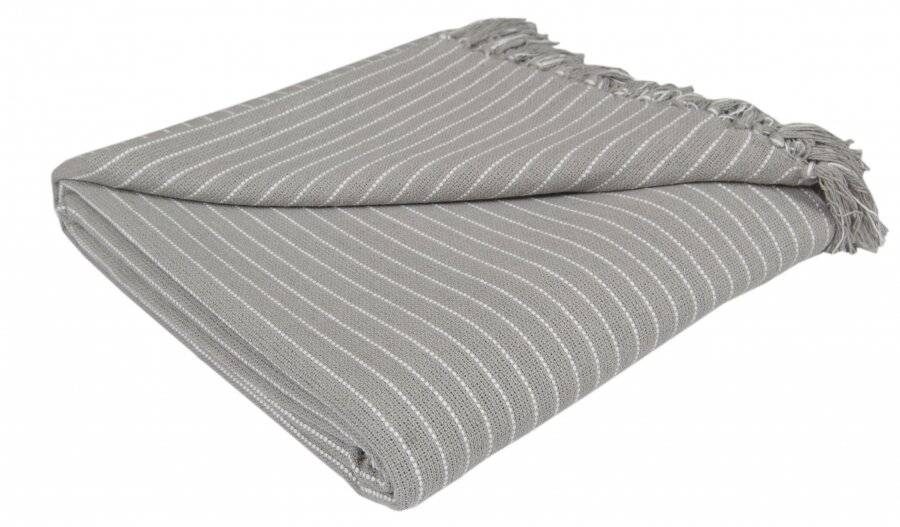 EHC Soft Divine Stripe Cotton King Size Throw, Grey - 225 cm X 250 cm