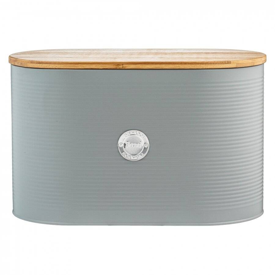 EHC Space Saving Extra Large 10.5 L Bread Bin with Lid, Grey