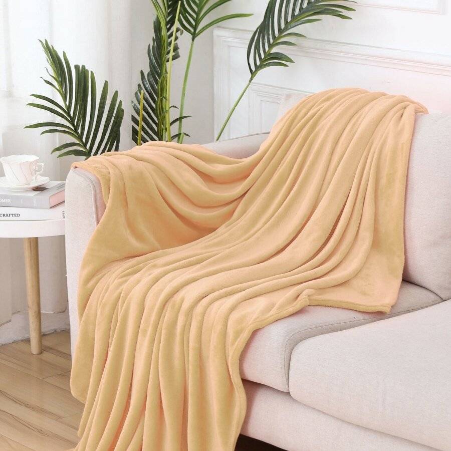 Luxury Soft & Fluffy Extra Large Flannel Throw - Beige 200 cm x 240 cm