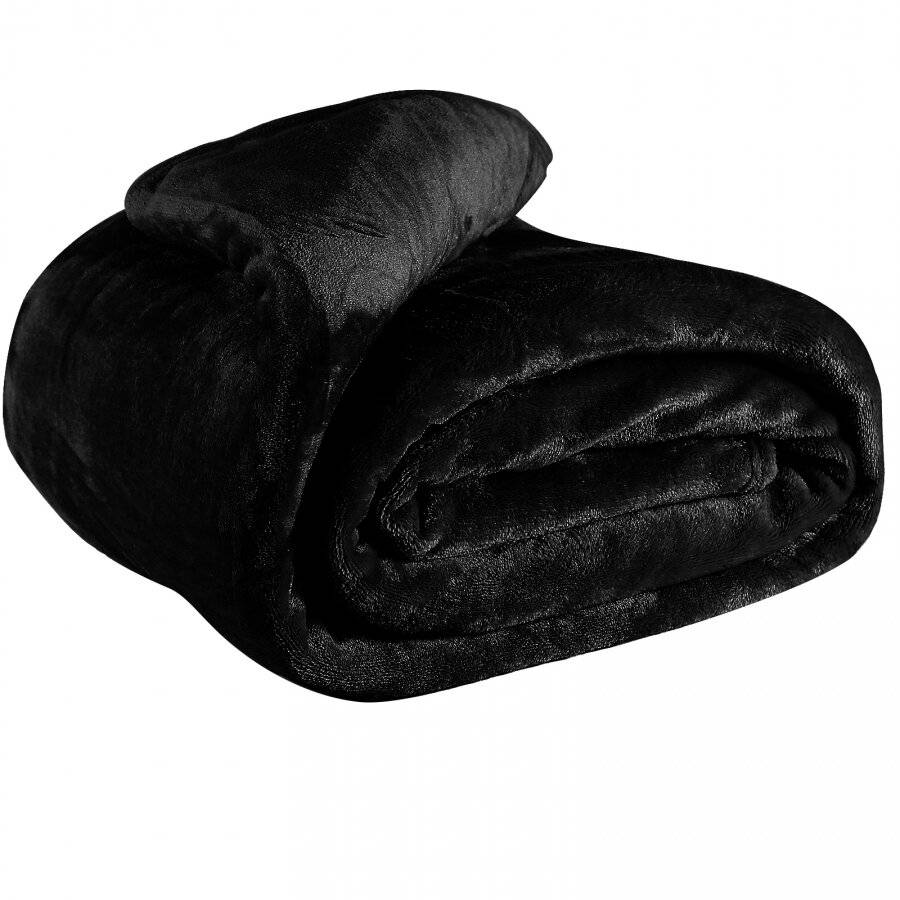 EHC Super Soft Fluffy Flannel Fleece Throws, Black 125 cm x 150 cm