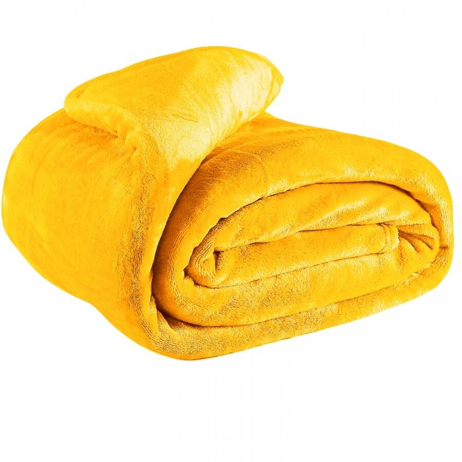 EHC Super Soft Fluffy Flannel Fleece Throws, Yellow  200 cm x 240 cm