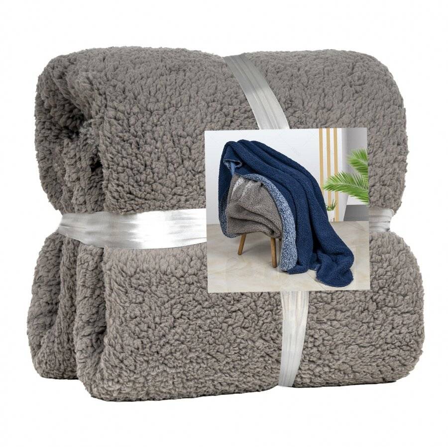 EHC Super Soft Teddy Fleece Blanket Throw, Dark Grey, 150 x 200 cm