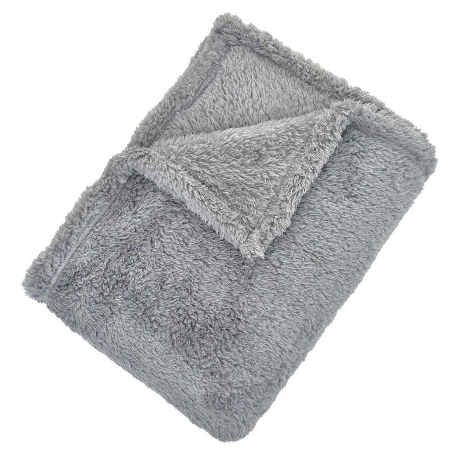 EHC Teddy Super Soft Fleece Thermal Sofa Blanket, 130 x 170 cm - Grey