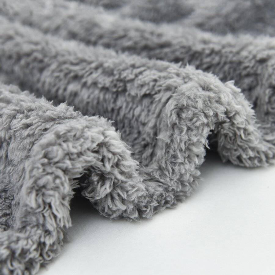 EHC Teddy Super Soft Fleece Thermal Sofa Blanket, 130 x 170 cm - Grey