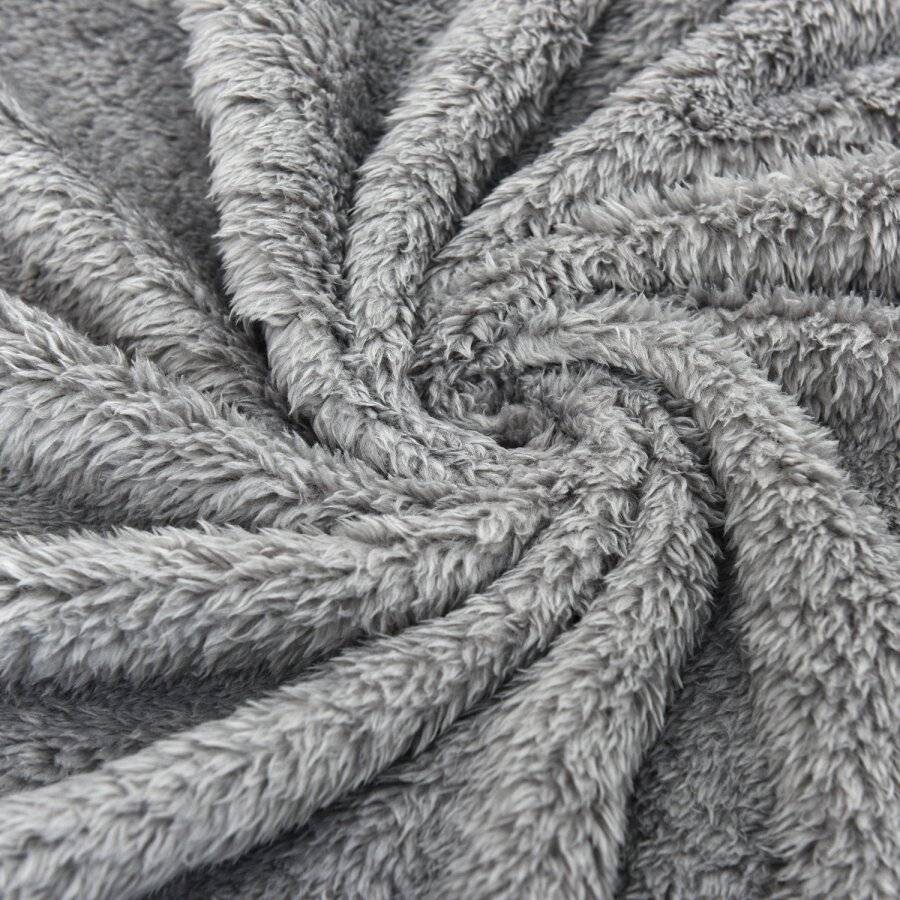 EHC Teddy Super Soft Fleece Thermal Sofa Blanket, 130 x 170 cm - Grey