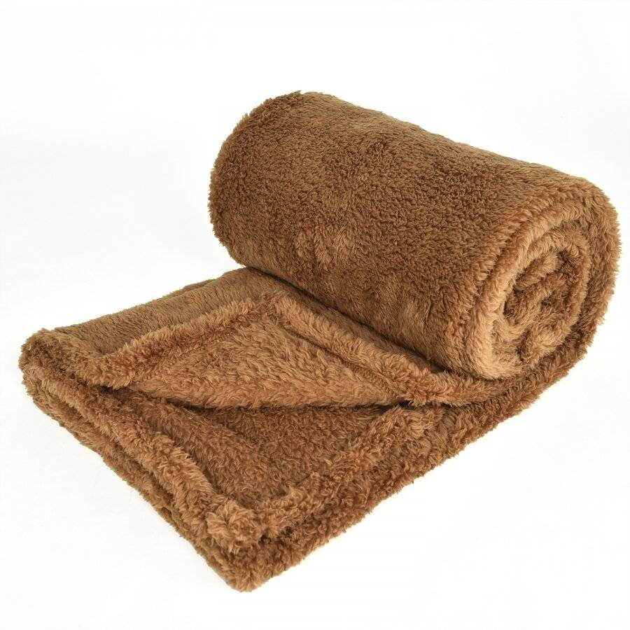 EHC Teddy Super Soft Fleece Thermal Sofa Blanket, 130 x 170 cm - Brown