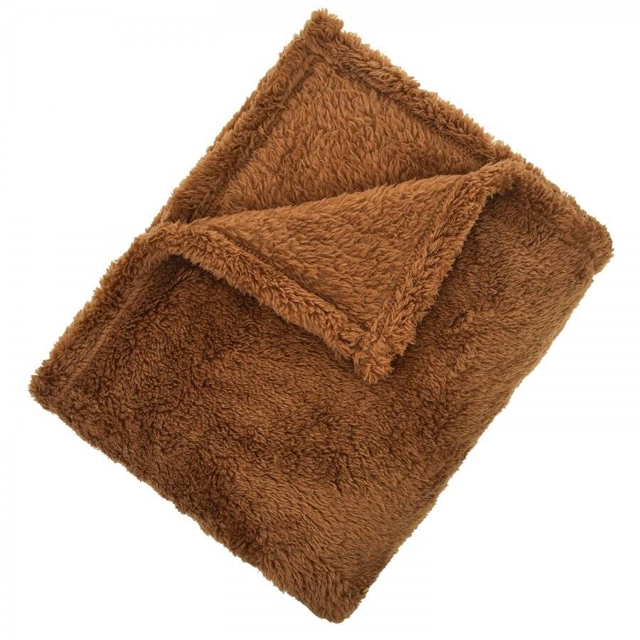 EHC Teddy Super Soft Fleece Thermal Sofa Blanket, 130 x 170 cm - Brown