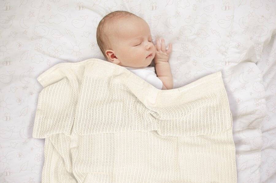 EHC Twin Pack Soft Cotton Cellular Baby Blanket, 85 x 95 cm, Cream