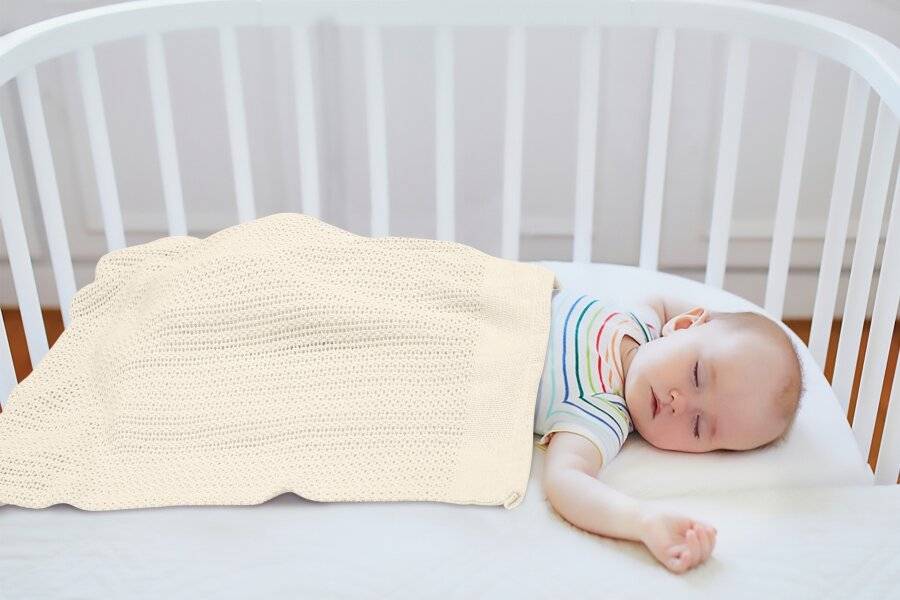 EHC Twin Pack Soft Cotton Cellular Baby Blanket, 85 x 95 cm, Cream