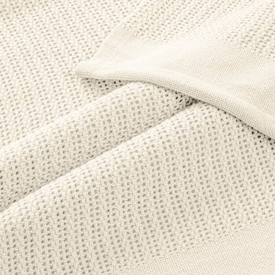 EHC Twin Pack Soft Cotton Cellular Baby Blanket, 85 x 95 cm, Cream