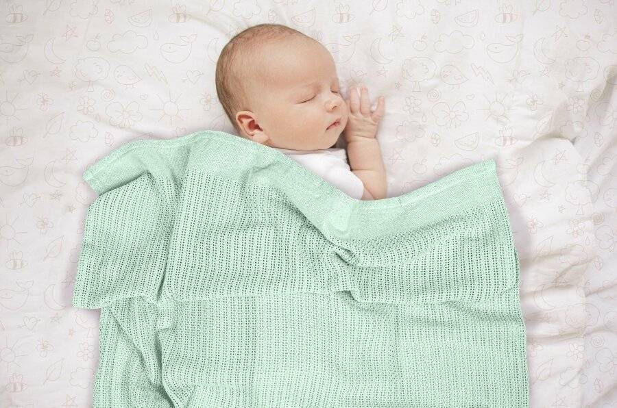 EHC Twin Pack Soft Cotton Cellular Baby Blanket, 85 x 95 cm, Mint