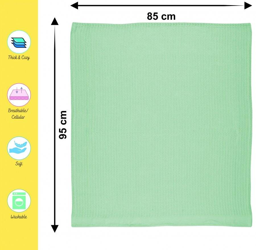 EHC Twin Pack Soft Cotton Cellular Baby Blanket, 85 x 95 cm, Mint