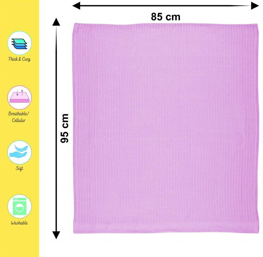 EHC Twin Pack Soft Cotton Cellular Baby Blanket, 85 x 95 cm, Pink