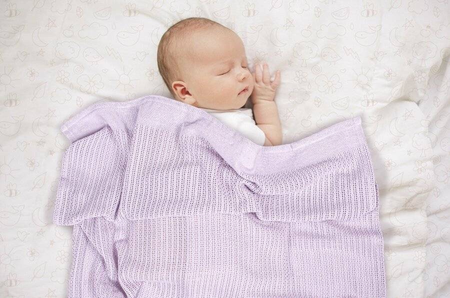 EHC Twin Pack Soft Cotton Cellular Baby Blanket, 85 x 95cm, Lavender