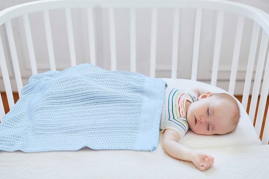EHC Twin Pack Soft Cotton Cellular Baby Blanket, 85 x 95cm, Light Blue