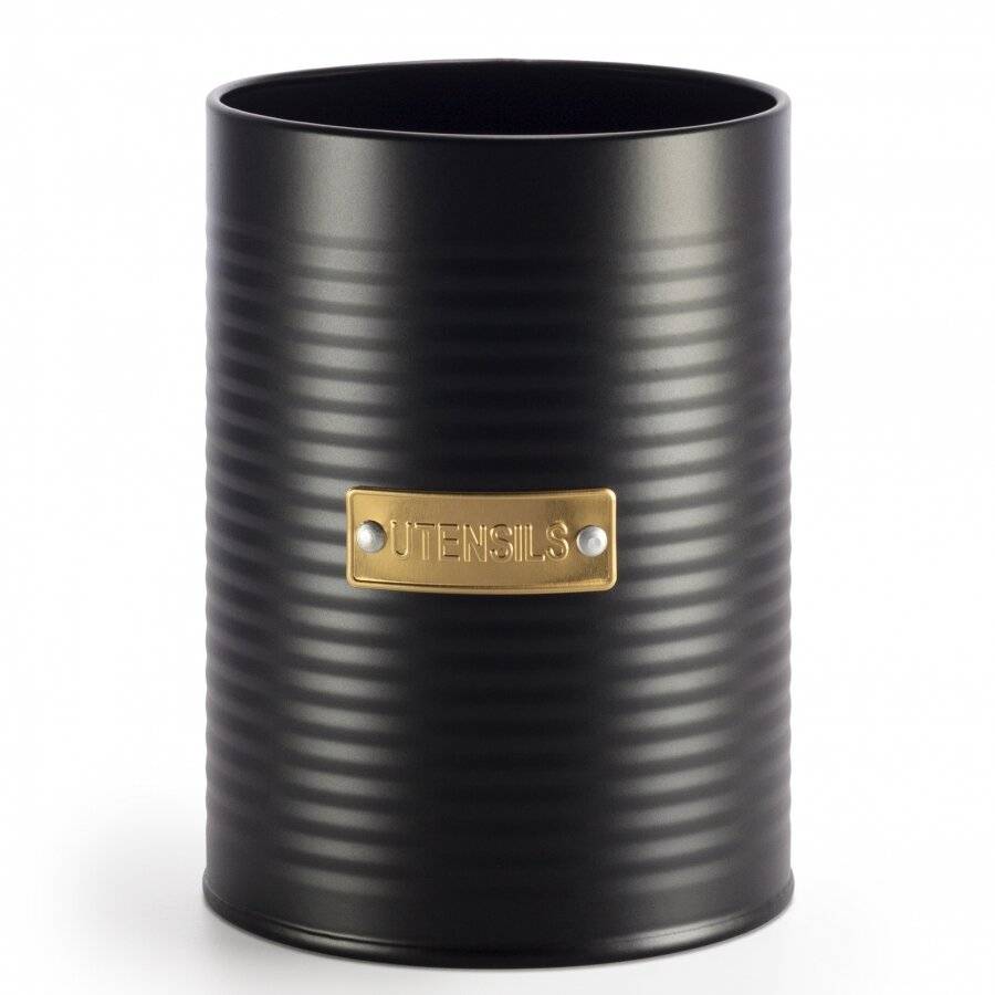 EHC Utensil Storage Holder, Matte Black/Gold, 1L &11 cm (Dia.)