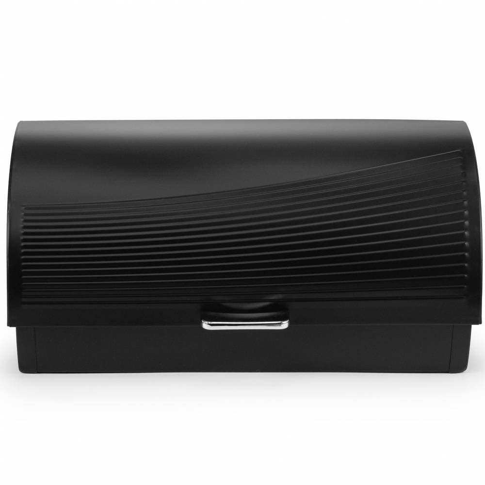 EHC Wave Pattern Bread Storage White Roll-Top Bread Bin - Black