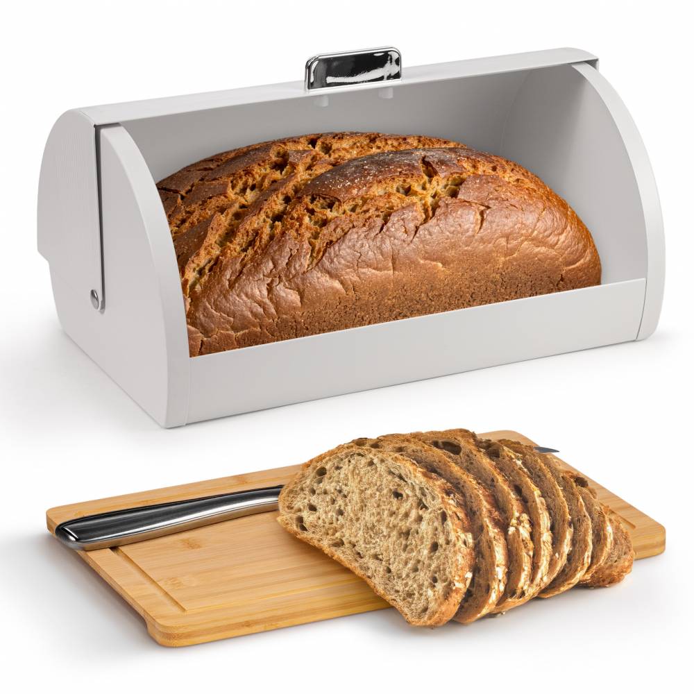 EHC Wave Pattern Bread Storage White Roll-Top Bread Bin - White