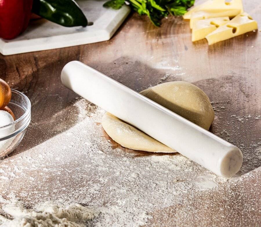 EHC White Marble Professional Solid Rolling Pin For Baking & Dough